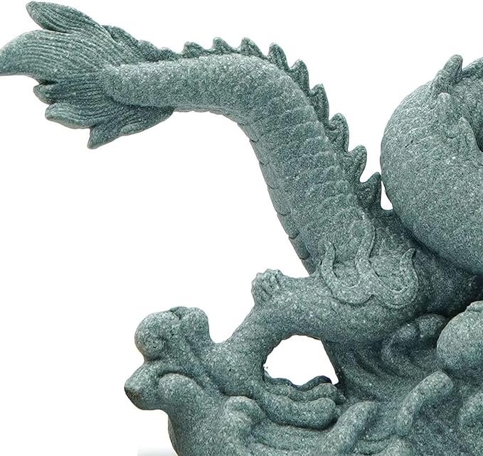livelyfish Sandstone Chinese Dragon Statues, Aquarium Fish Tank Decorations Asian Garden Home Office Tabletop Small Accessories Decor for Wealth Success Lucky,A