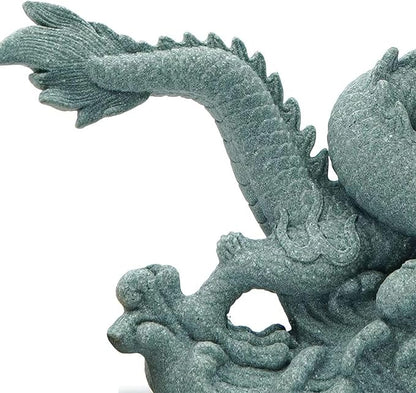 livelyfish Sandstone Chinese Dragon Statues, Aquarium Fish Tank Decorations Asian Garden Home Office Tabletop Small Accessories Decor for Wealth Success Lucky,A