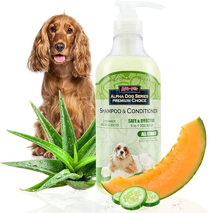 Alpha Dog Series All Stages Dog Grooming Natural Dog Shampoo and Conditioner with Aloe Vera, pH balanced Shampoo for Dogs, Tear-Free, Moisturizing Dog Shampoo for Sensitive Skin - 26.4 Oz