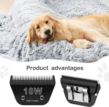 10W Wide Blades for Dog Grooming Blades Compatible with Andis Dog Clippers Blades,Dog Clipper Blades Compatible with Oster A5,Wahl km10 Dog Clippers for Horse Dog Cat Animals