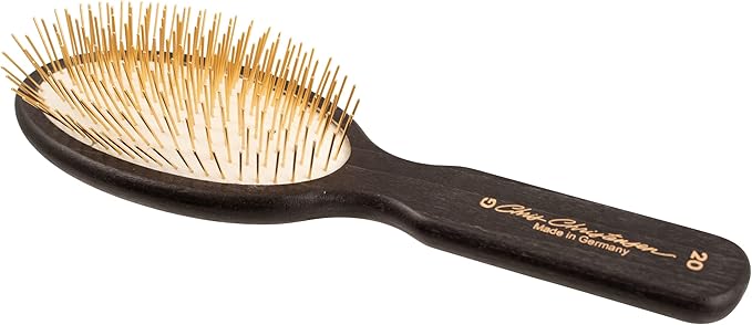 Chris Christensen 20mm Dog Brush, Gold Series, Groom Like a Professional, Gold-Plated Stainless Steel Pins, Perfect for Fragile Coats, 30% More Pins, Ground and Polished Tips