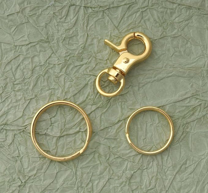 5 Pcs Dog Tag Clips with 5 Pcs 3/4 Inch Keychain 5 Pcs 1 Inch Keychain MultiPurpose Metal Dog Tag Rings for Pet Kitten Cat Collars ID Holder Harnesses (Gold)