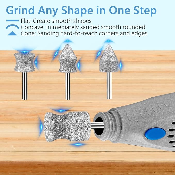 Diamond Rotary Nail Grinder Bits for Dog, 1/8" Diamond Dog Nail Grinder Attachment Attachment for Dremel Grinder Replacement Heads Pets Nail Care Clippers for Medium Large Dogs.