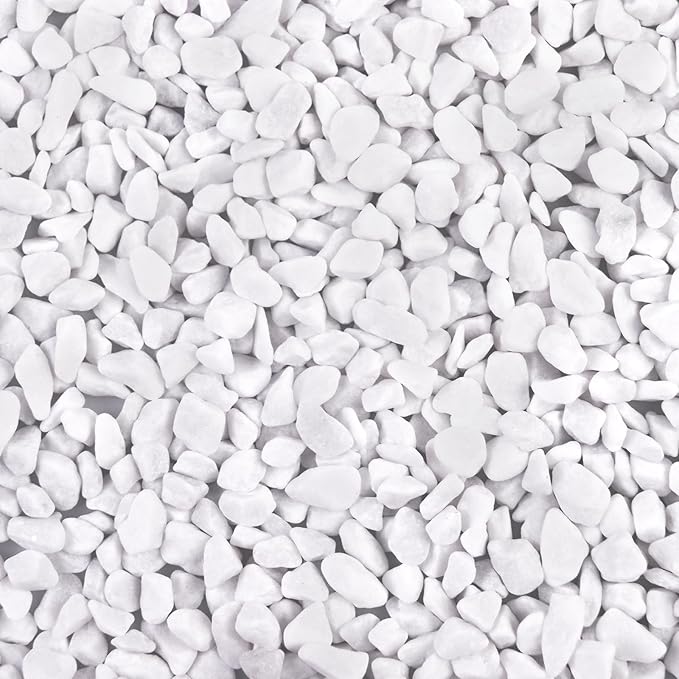 5lb River Rocks Polished Silica Gravel for Plants Garden, Decorative Pebbles Ideal for Fish Tank, Vases, Succulents, Crafting, Home Decor and Garden Landscaping, Snow White(0.2-0.3”)