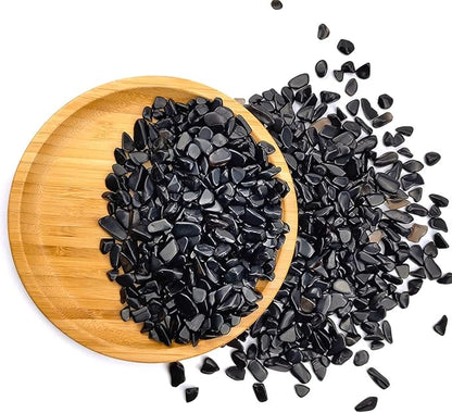 WAYBER 2 Lbs/920g Black Obsidian Quartz Crystal Stones Irregular Decorative Rocks Aquarium Pebbles Gravels for Fish Turtle Tank/Succulent Plants/Air Plants Decoration (Fill 2 Cups)