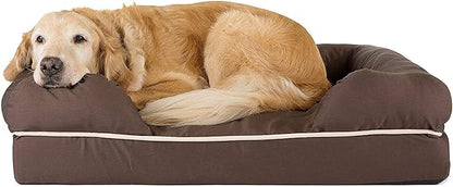 Friends Forever X-Large Dog Bed, Orthopedic Dog Sofa Memory Foam Mattress, Calming Dog Couch Bed, Wall Rim Pillow, Water Resistant Liner, Washable Cover, Non-Slip Bottom, Chester, X-Large Cocoa Brown