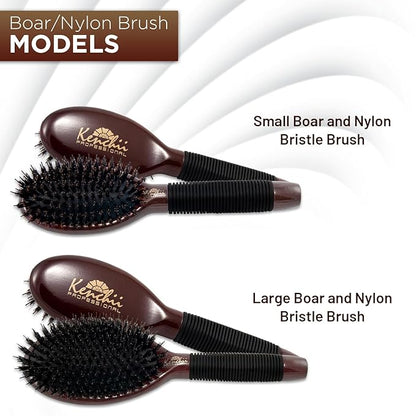 Kenchii Boar and Nylon Bristle Dog/Cat Grooming Brush with One-Piece Maple Body-Choose Size Large, Small (Small)