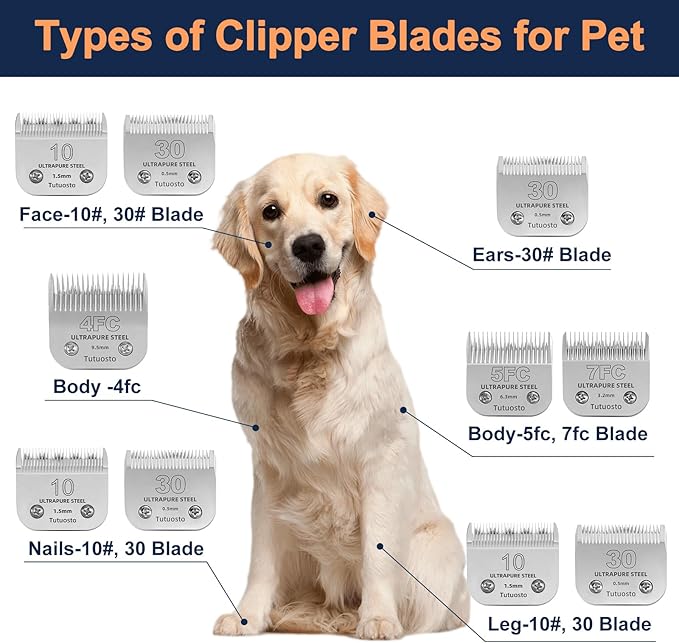 4FC Clipper Blades Pet Grooming Clipper Replacement Blades Detachable Blade Compatible with andis/wahl/Oster Dog Clippers