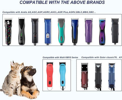 6PCS (4FC+5FC+7FC10+30+40 Dog Grooming Blades Compatible with Andis Pet Clipper/Oster A5/Wahl KM Series Dog Clipper,Ceramic Blade & Stainless Steel Blade