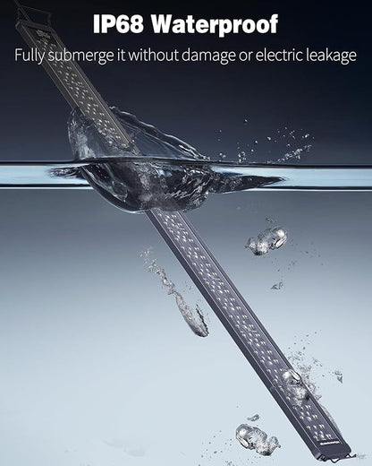 Pawfly 42W 24/7 Aquarium LED Light for 48" to 54" Tanks Extendable Fish Tank Light with Full Spectrum White Blue Red Green Lights with D/N Mode Single Color Effects Timer and Adjustable Brightness