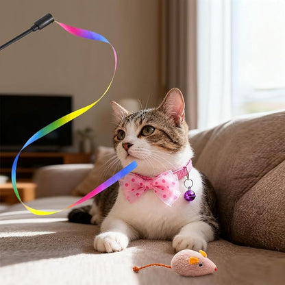 Cute Kitten Starter Kit, Small Cat Litter Box, Litter Scoop, Double Dish Feeding Bowl, Adjustable Cat Collar with Bell, Cat Mouse Toy,Low Entry Baby Kitten Training, First Catty Owner Essentials