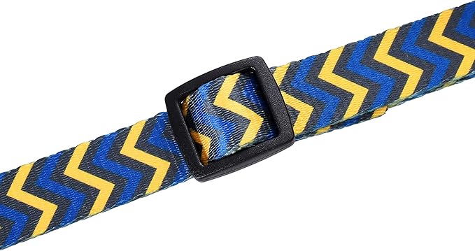 Mile High Life Dog Collar | Cute Puppy Collars | Lightweight Girl Dog Collar | Soft Boy Dog Collars | w Geometric Ocean Wavy Pattern (Blue/Yellow, Medium)