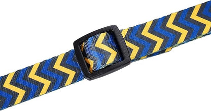 Mile High Life Dog Collar | Cute Puppy Collars | Lightweight Girl Dog Collar | Soft Boy Dog Collars | w Geometric Ocean Wavy Pattern (Blue/Yellow, Medium)