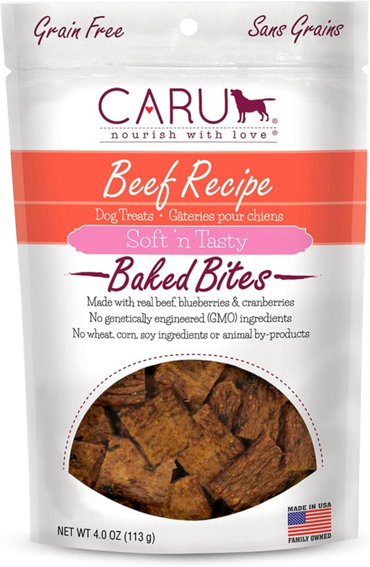 CARU - Soft 'n Tasty Baked Bites - Beef Bites Dog Treats - Flavorful Training Treats - 4 oz