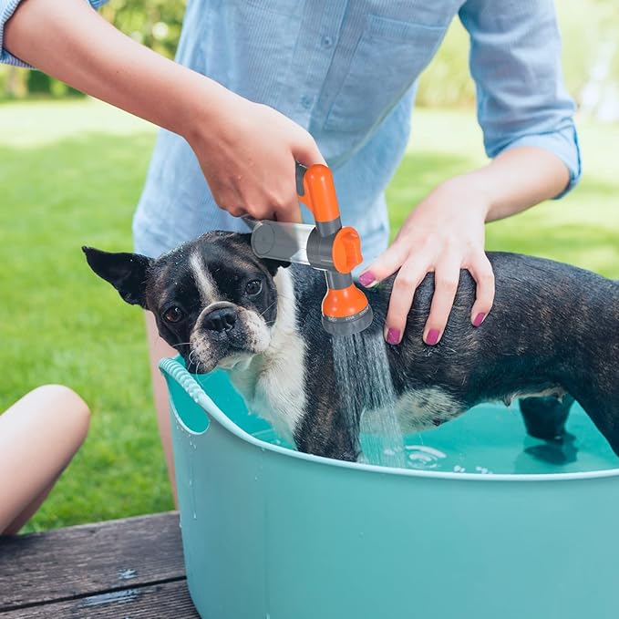6 Pieces Dog Wash Hose Attachment with Soap Dispenser Pet Bathing Tool Set Dog Comb Brush for Pet Washing(9.4 x 2.7 x 6.7 Inch,Orange)
