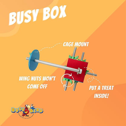 Busy Box Bird Foraging Toy | Interactive Treat Dispenser | Promotes Natural Foraging Behavior | Bird Cage Accessories for Medium to Extra Large Birds | Colorful Toys for Parrots, Cockatiel, Cockatoos