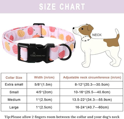 ARING PET Halloween Dog Collar-Cute Pumpkin Dog Collar for Small Dogs, Cotton Pink Girl Dog Collars with Quick Release Buckle for Small Medium Large Dogs