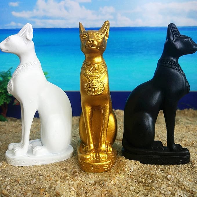 Egypt Bastet Cat Decorations Statue Aquarium Ancient Egyptian Fish Tank Reptile Turtle Lizard Spider Tanks Terrarium Temple Decor Ornament Pet Black