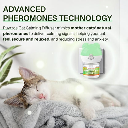 Cat Calming Diffuser with 3 Timing Functions, 6-in-1 Cat Pheromones Calming Diffuser Kit, 120-Day Anxiety Relief, Stress Reduction & Relaxation for All Cats (2 Diffusers + 4 Refills)