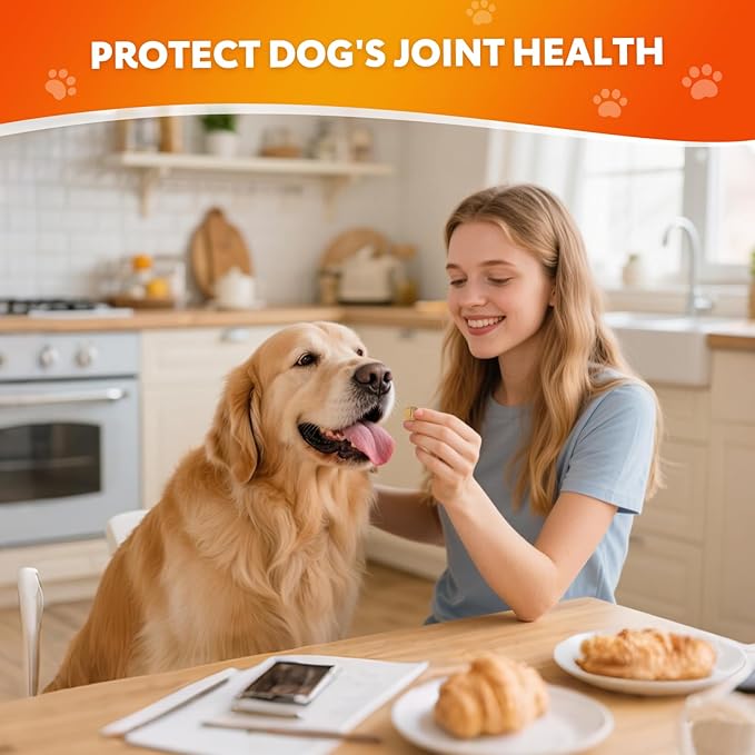 Hip and Joint Supplement for Dogs, Joint Pain Relief Supplement with MSM, Glucosamine, Chondroitin, Support Mobility, Health Chews for Dog, 120 Chews