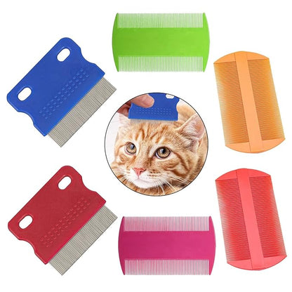 6 Pcs Dog Cat Hair Removal Massaging Combs, Dandruff & Stain Remover (Random Colour)