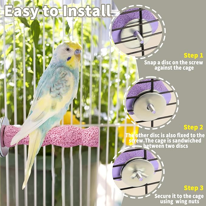 4PCS Bird Beak Grinding Stone,Bird Parrot Cage Perch Stand Platform Foot Claws Trimmer Chewing Toys for Budgies, Parakeets, Cockatiels, Conures