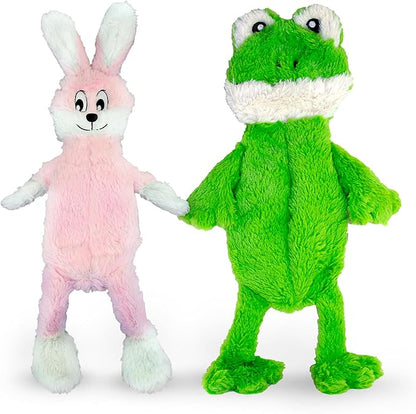 FGA MARKETPLACE Frog-Pink Rabbit Flat NO Stuffing NO Squeak Plush Dog Toy, Funny Style Will Entertain Your Dog for Hours, Recommended for Small and Medium Dog 21 INCH Long