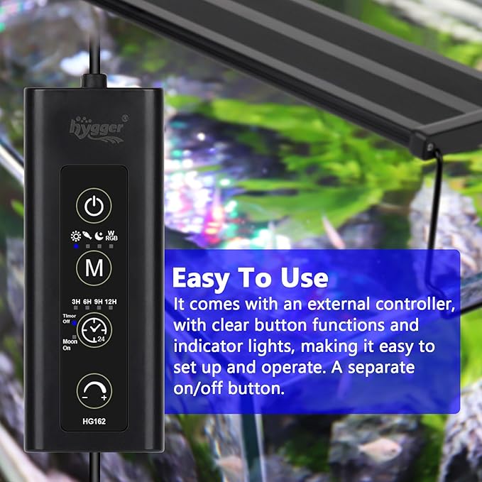 hygger New Mode 24/7 Timer LED Aquarium Light, Auto On Off Full Spectrum Fish Tank Light Fish Colorful/Sun/Nightlight/Wrgb Cycle Mode for Freshwater Plants Tank (for 33in~39in Long Tank)