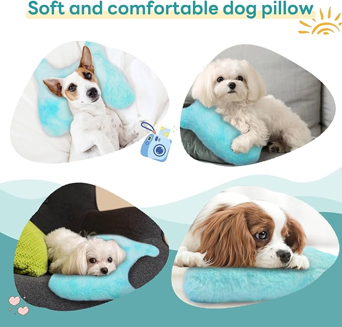 T'CHAQUE Dog Pillow Bed Cat Pillows for Indoor Cats Soft Dog Calming Pillow for Small Dogs Anxiety Relief Comfort Dog Neck Pillow Pet Sleeping Improve Pet Calming Toy for Upper Spine Support