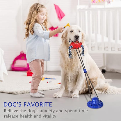 Dog Toys, Dog Chew Toys for Aggressive chewers,Dog Rope Toys with Suction Cup for Puppy Dogs,Dog Training Treats Teething Toys for Boredom Dog Puzzle Toy Treat Food Dispensing Ball Toys (Navy blue)