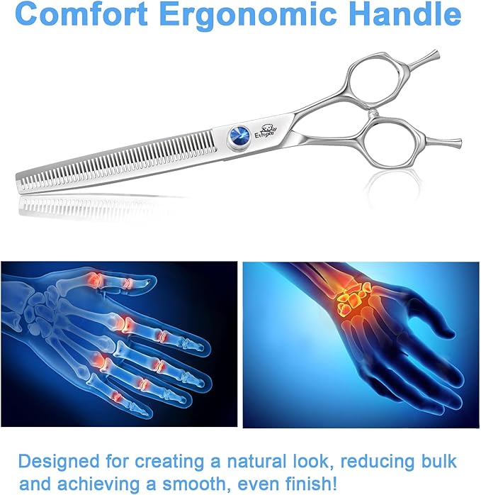 7" Thinning Shears for Dogs  50 Teeth Thinning Scissors for Pet Grooming, Precision Blending Scissors for Dogs and Cats, 440C Stainless Steel, Texturizing Shear with Comfortable Grip