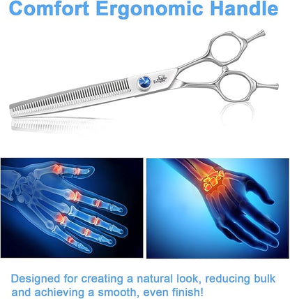7" Thinning Shears for Dogs  50 Teeth Thinning Scissors for Pet Grooming, Precision Blending Scissors for Dogs and Cats, 440C Stainless Steel, Texturizing Shear with Comfortable Grip