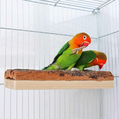 Dnoifne Cork Seat Board, Natural Wooden Parrot Bird Perch Stand, Natural Wooden Bird Cage Stand Pole Accessories for Parrot, Parakeet, Budgies, Lovebirds