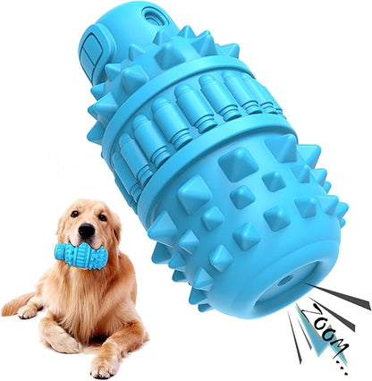 PIFFZEDO Dog Toys for Aggressive Chewers Tough Dog Squeaky Toys for Large Medium Breed Interactive Durable Natural Rubber Dog Chew Toys Dog Birthday Toy Dog Toothbrush(Azure,Large)