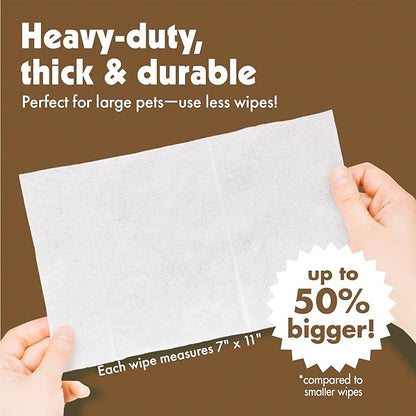 Petkin Pet Wipes for Dogs and Cats, Oatmeal, 100 Wipes (Large) for Dogs and Cats - Soothes Itchy Dry Skin and Cleans Ears, Face, Butt, Body and Eye Area - Idea for Home and Travel