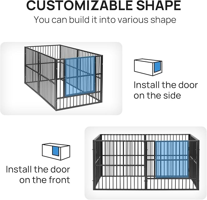 Dog Playpen - 32" Height Dog Pen, Heavy Duty Puppy Pen with Door, Safe & Sturdy, Easy Assemble for Indoor/Outdoor Pet Playpen (Door Panel, Grey)