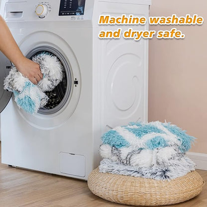 PJYuCien Fluffy Fleece Calming Pet Throw Blanket, Super Soft and Warm for Indoor Cats and Dogs, Small 16 * 24", Machine Washable, Grey Diamond Pattern, White Puppy Blanket