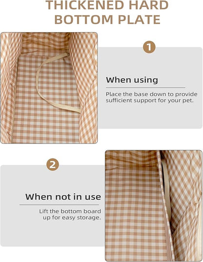 Dog Carrier for Small Dogs Rabbit cat with Large Pockets, Cotton Bag, Dog Carrier Soft Sided, Collapsible Travel Puppy Carrier (Beige, 17" L x 7.5" W x 12" H)