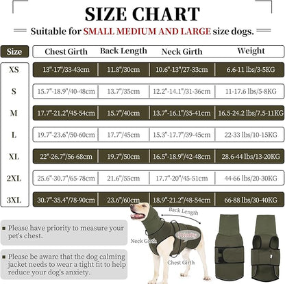 ROZKITCH Dog Anxiety Calming Hoodie, Jacket for Fireworks & Travel, Breathable Dog Shirt with Noise Block & Ear Protection Design ArmyGreen XL