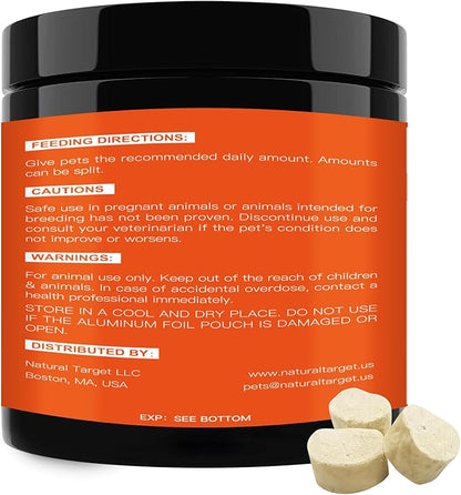 NATURE TARGET Glucosamine Joint Supplement for Dogs, Chondroitin, Omega-3, MSM, Hemp, Turmeric for Pain Relief, Dog Joint Supplement with Calcium for Bone Health, 120 Chicken Flavored Crunchy Chews