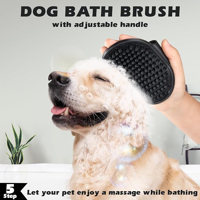 6 in 1 Pet Grooming Kit I Dog&Cat Comb I Dog/Cat Brush for Shedding I Deshedding Dog Brush I Dog/Cat Nail Clipper with Nail File I Pet Bath Brush I Premium Pet Supplies (Black White)