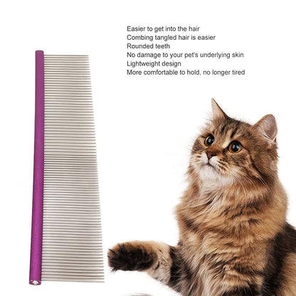 Greyhound Comb For Dogs, Metal Dog Comb Dog Combs with Rounded Ends Dog Comb Cat Comb For Removing and Knots Grooming Tool For Long Short Haired Dog (Purple 19cm/7.5in)