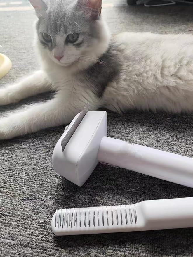 Multifunctional Pet Hair Comb for Tear Stain Removal, 2 in 1 Cat Combs with Stainless Steel Teeth, Grooming Massage Dual-Sided Comb for Small Dogs, Cats, Puppies (2pcs)