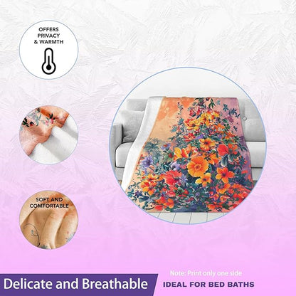 Dreamy Panda Flannel Blanket, Cute Sleeping Animal with Blossom and Butterfly Throw Blankets Lightweight Soft Cozy for Chair Bed Sofa Camping Travel, Home Decor, Gifts for Panda Lovers, 50x60in