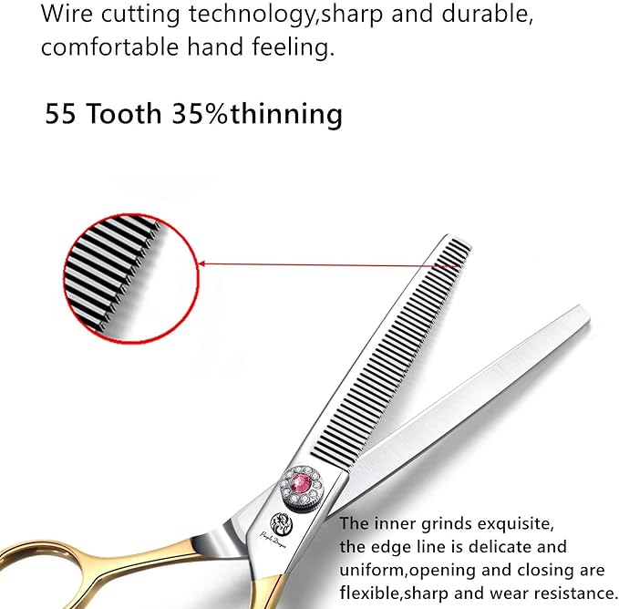 6.5 Inch Professional Golden Pet Dog Cat Grooming Thinning Shears Scissor Light Weight Japan 440C Stainless Steel