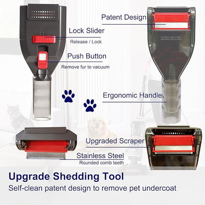 Dog Hair Vacuum Attachment for Most Vacuums, Pet Shedding Grooming Brush Tool with Long Extension Hose and Universal Vac Hose Adapters (Universal)