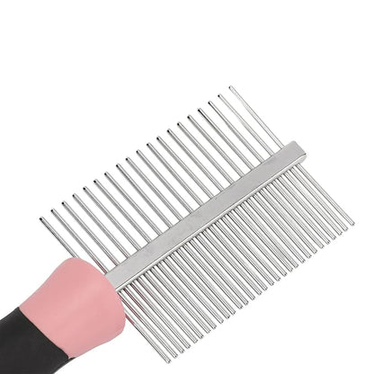 Double-Sided Dog Comb, Pet Detangler Brush for Long & Curly Hair in Dogs & Cats, Dog Grooming Brush Prevents Matted Fur, Dematting Comb for Detangling Matted or Knotted Undercoat Hair (Pink)