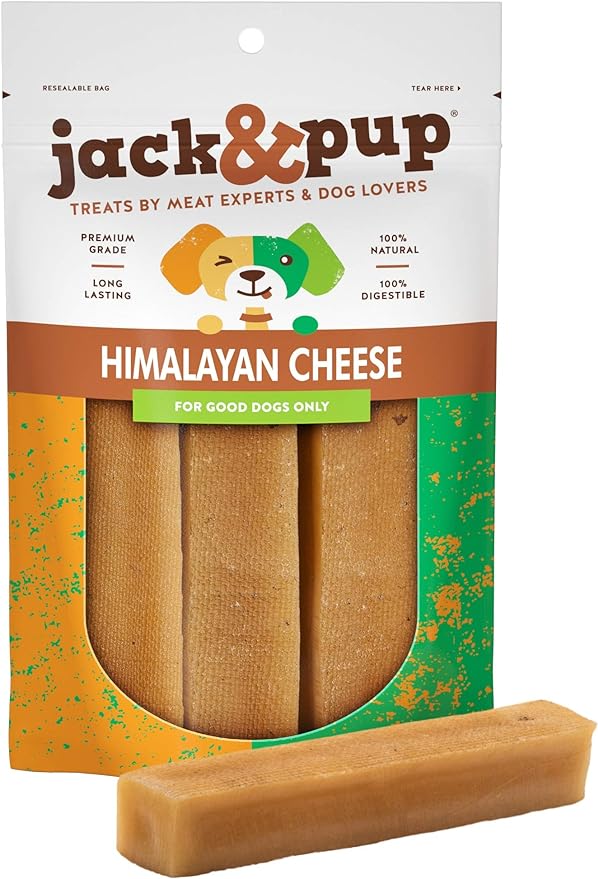 Jack&Pup Himalayan Dog Chew - Large Yak Chews for Dogs (5 Pack) Premium Long Lasting Yak Cheese Dog Treats - Natural Dog Chew Sticks; Excellent Rawhide Alternative (1lb Bag)