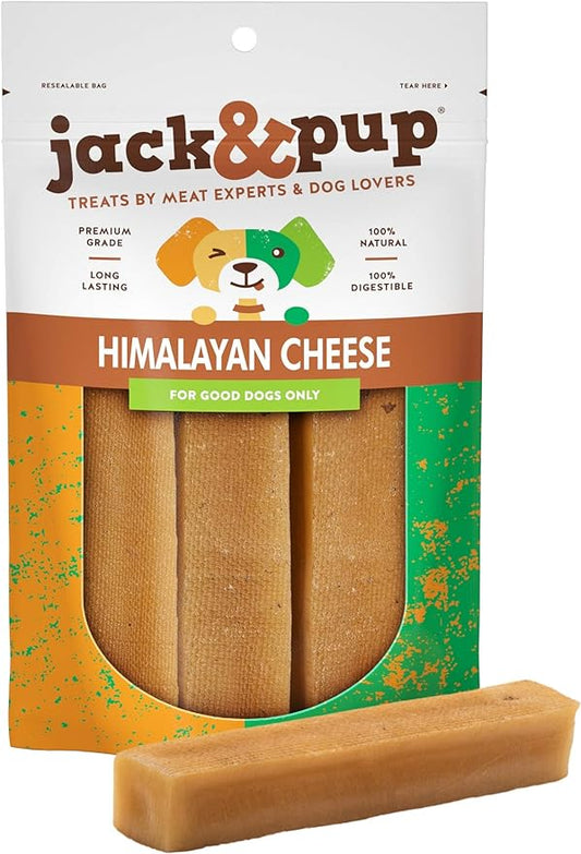 Jack&Pup Himalayan Dog Chew - Large Yak Chews for Dogs (5 Pack) Premium Long Lasting Yak Cheese Dog Treats - Natural Dog Chew Sticks; Excellent Rawhide Alternative (1lb Bag)