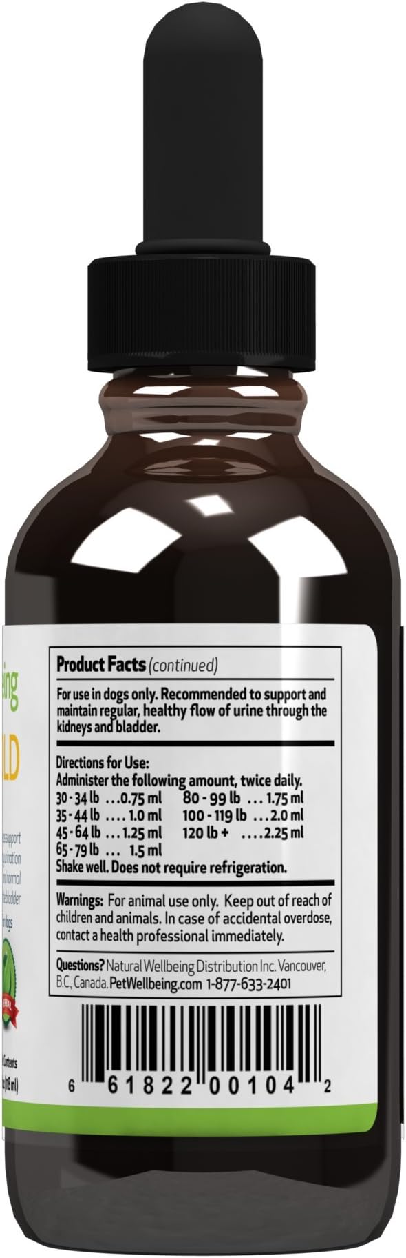 Pet Wellbeing Urinary Gold for Dogs - Vet-Formulated Multi-Herb Urinary Tract Support - Bladder Health & Urinary System Wellness - Holistic Dog Supplement - Liquid Formula 4 oz (118 ml)